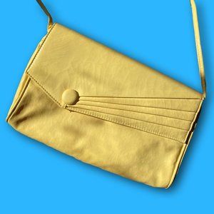vintage 80s yellow Bag Bazaar faux leather handbag